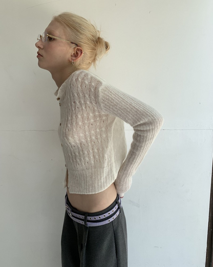 Cropped Cable Cardigan