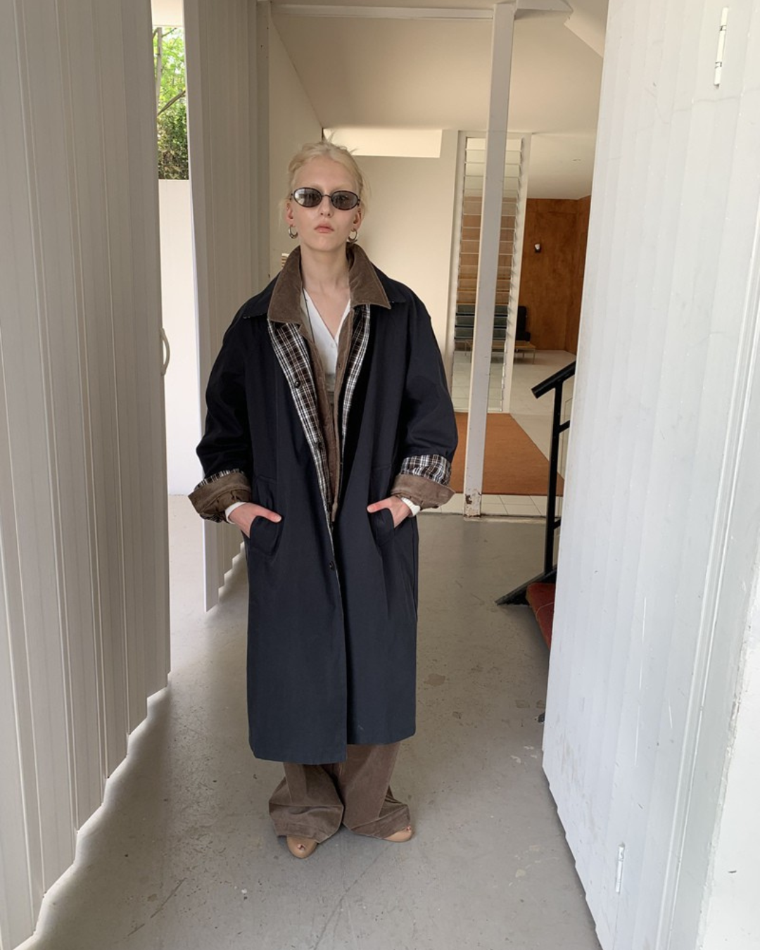 Plaid Longline Windbreaker