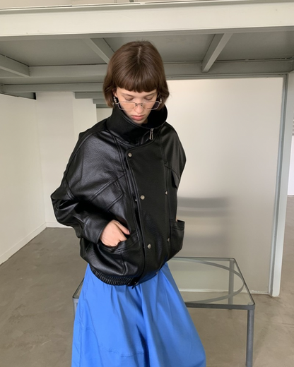 Lapel Zip Leather Jacket