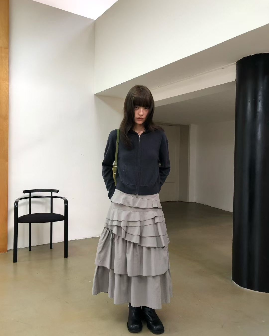 Cotton Blend Zip Cardigan