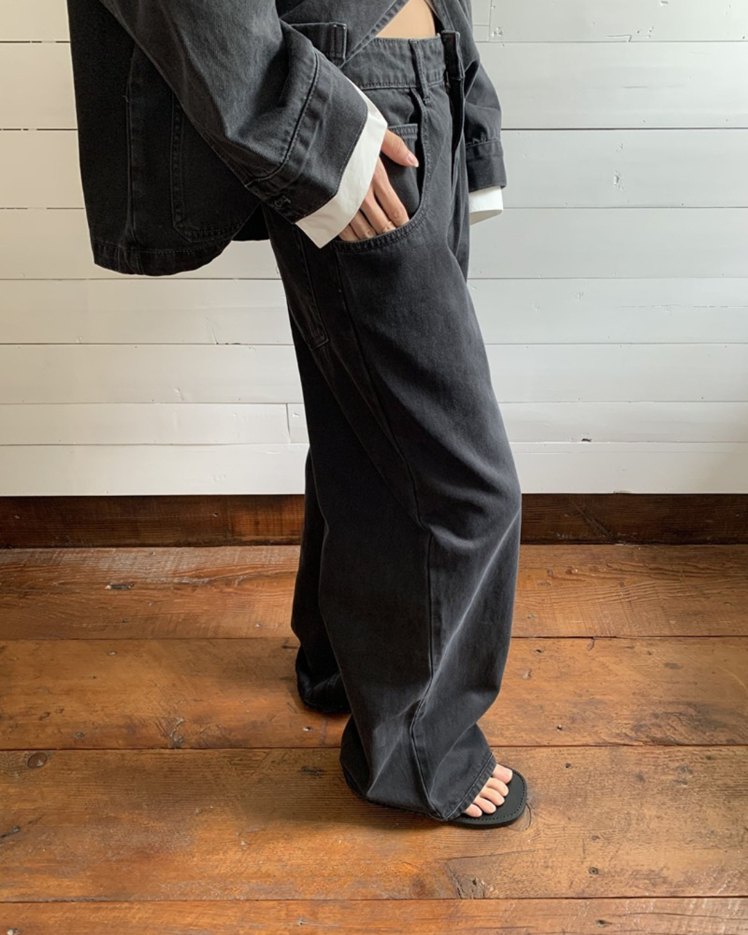 Dark Wash Gray Denim Jacket