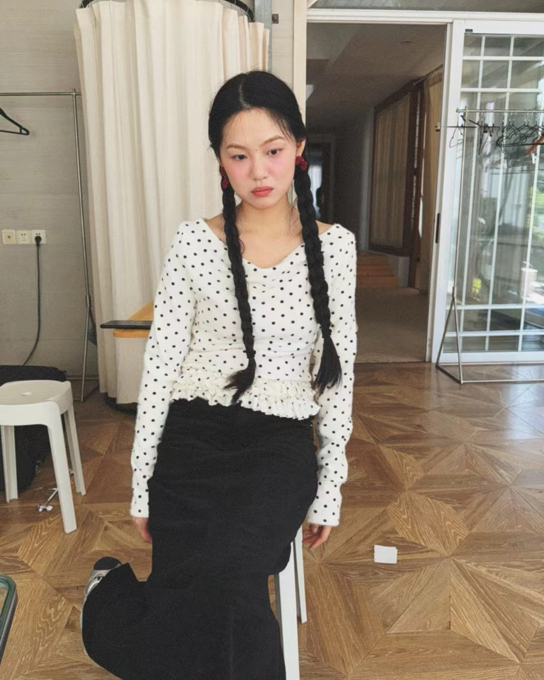 Polka Dot Lace Cotton Tee