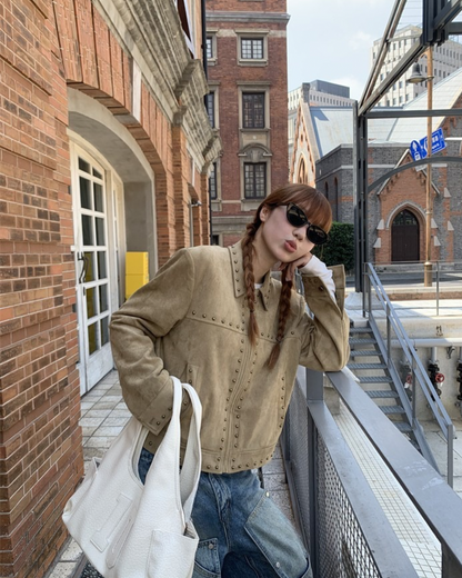 Brown Suede Cropped Jacket