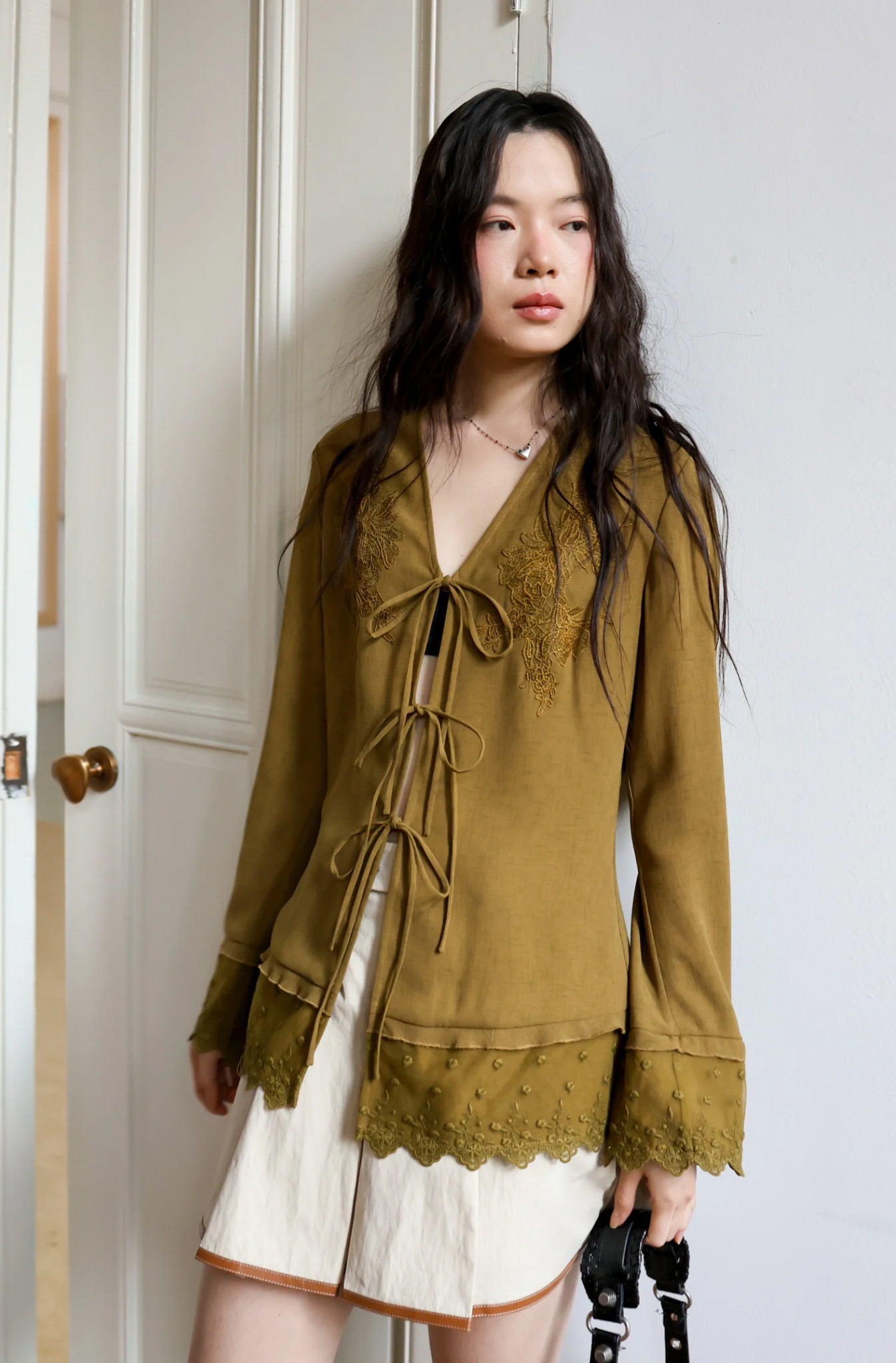 lace button-up shirt