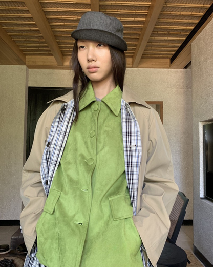 Plaid Longline Windbreaker