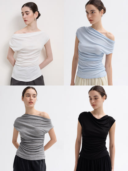 draped off-shoulder top