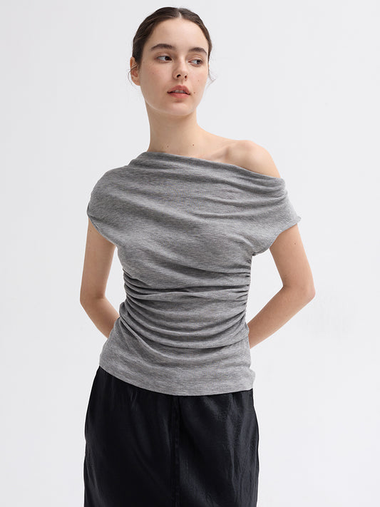 draped off-shoulder top