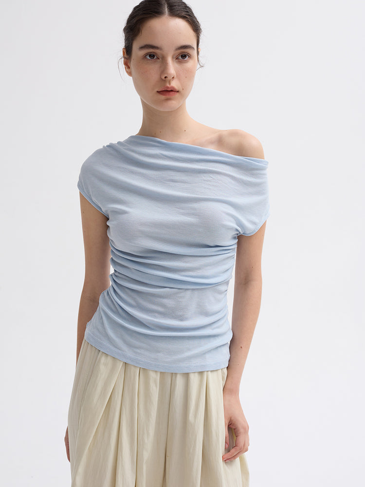 draped off-shoulder top