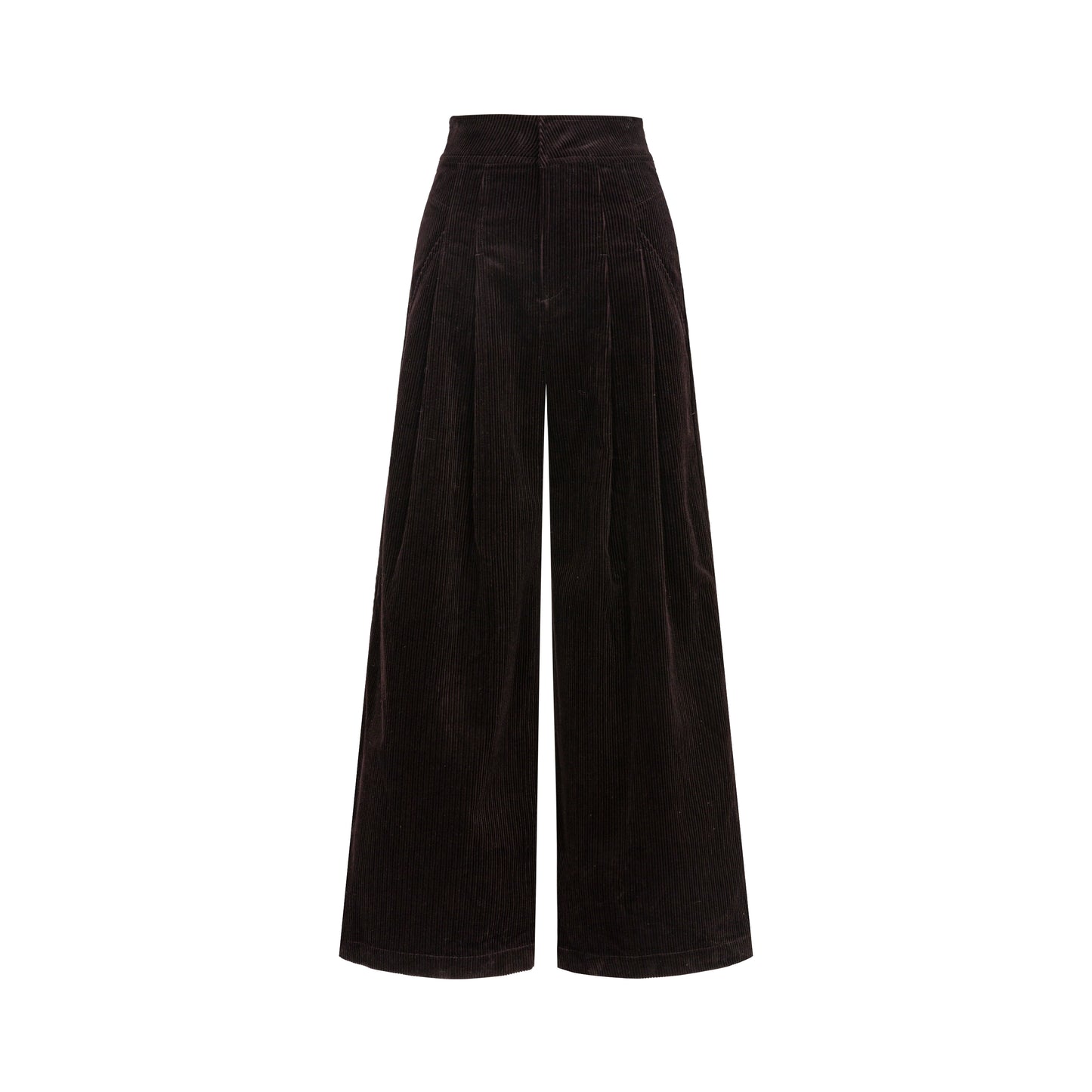 Corduroy High-Waist Wide-Leg Pants　