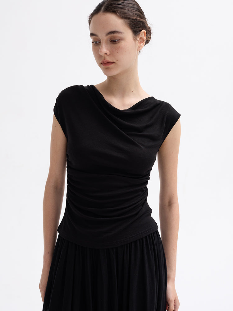 draped off-shoulder top
