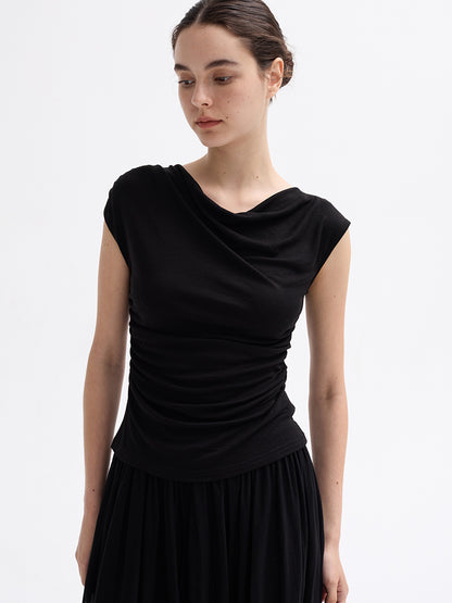 draped off-shoulder top